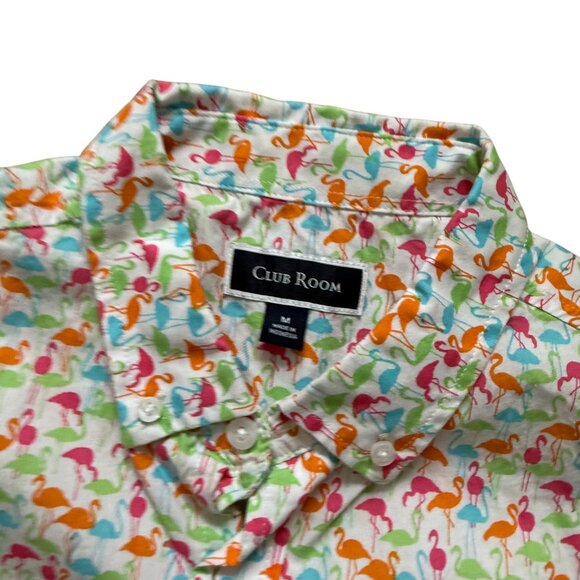 Club Room Short Sleeve Button-Up Flamingo Print Men's Shirt - Picture 2 of 7